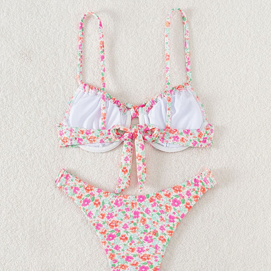 Damen Bikiniset mit modernem Blumenmuster und verstellbaren Trägern R&B