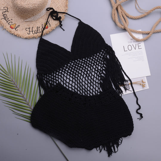 Damen gehäkelter Bikini mit fransigen Details R&B