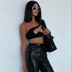 Damen asymmetrisches Cut-Out Shirt R&B
