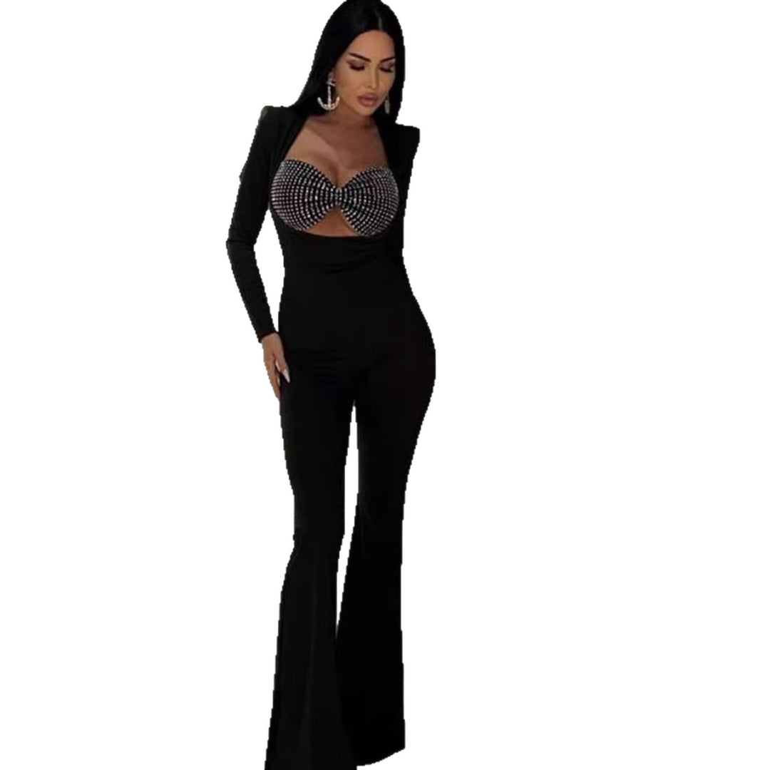 Damen Glamouröses Jumpsuit mit funkelnden Strassdetails und figurbetontem Schnitt R&B