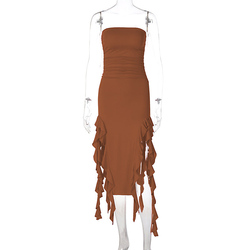Damen Wickelkleid mit Rüschen und figurformendem Schnitt R&B