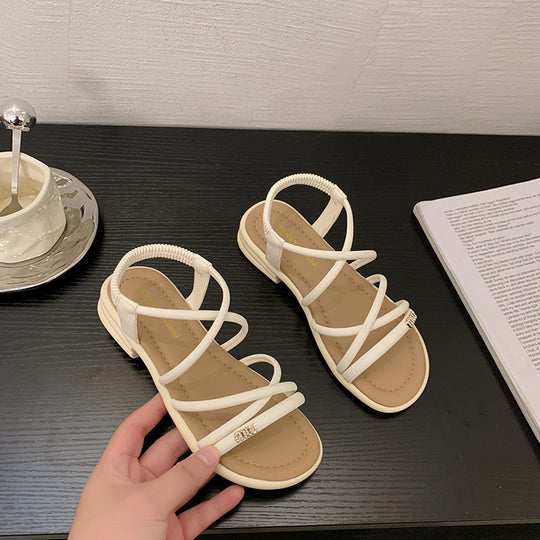 Damen Sommer-Sandalen mit modischen Kreuzriemen und bequemer Sohle R&B