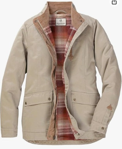 Damen lässige Utility-Jacke mit Karo-Innenfutter R&B