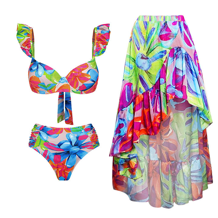 Damen Einteiler Badeanzug mit raffinierten Cut-Out-Details und floralem Design R&B