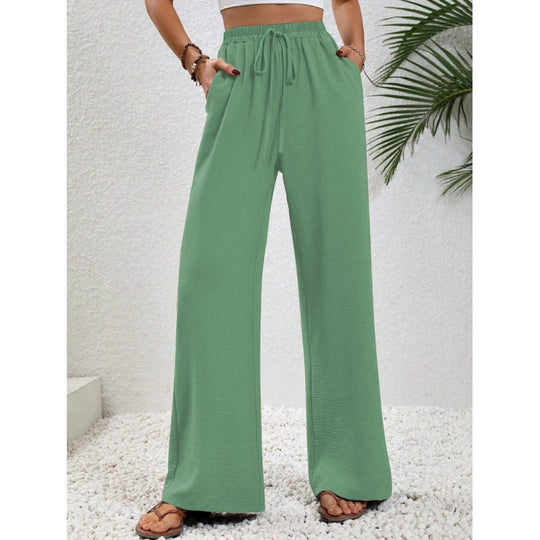Damen luftige Paltz-Hose mit elastischem Bund und praktischen Taschen R&B
