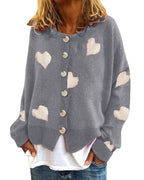 Damen kuschelige Strickjacke mit Herzmotiv R&B