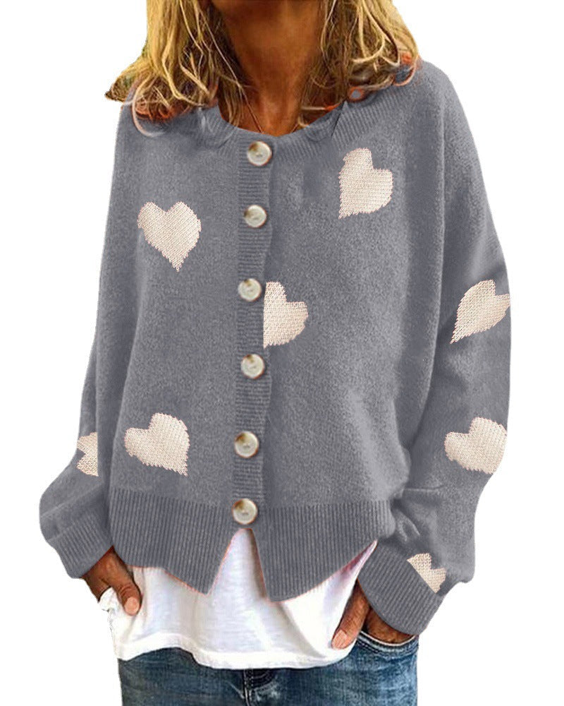 Damen Strickjacke mit Herzmotiv und modischem Schnitt