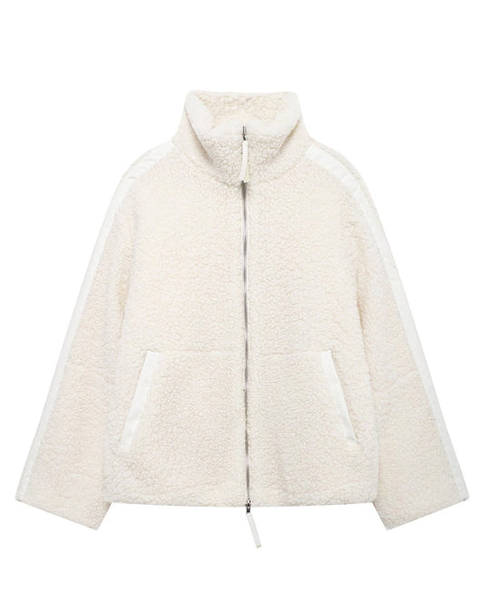 R&B | Stehkragen Doppel End Reißverschluss Fleece Strickjackejacke