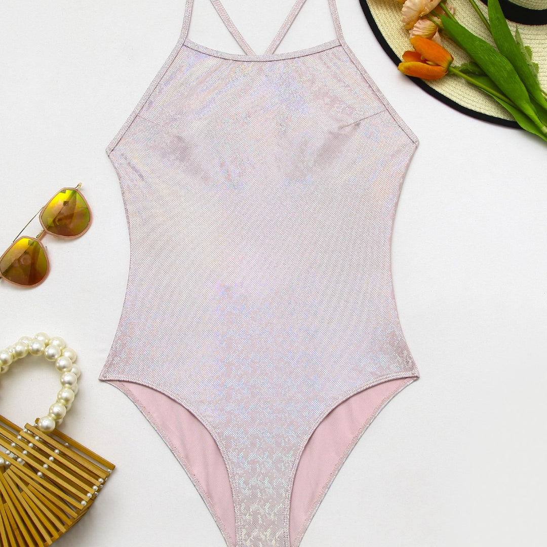 Damen Einteiliger Badeanzug mit schimmerndem Finish R&B