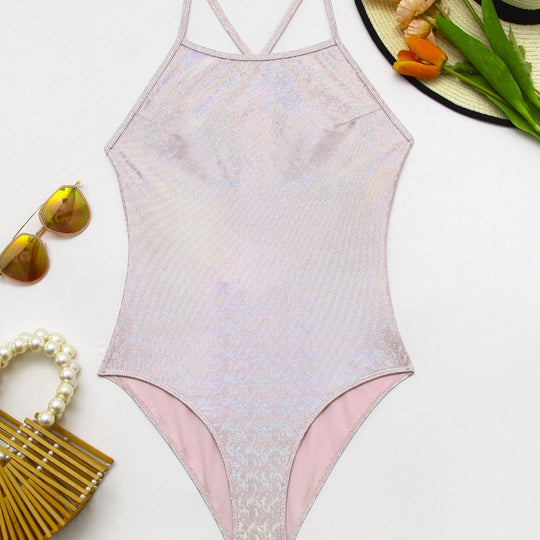 Damen Einteiliger Badeanzug mit schimmerndem Finish R&B