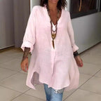 Damen Leinen Tunika mit asymmetrischem Schnitt und eleganten Details R&B