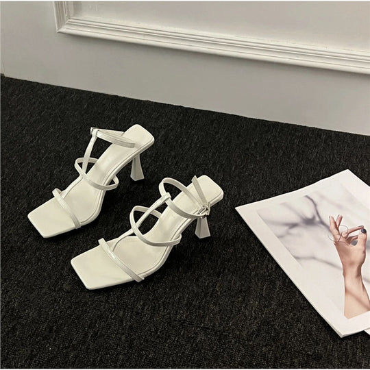 Damen elegante Sandalen mit verstellbaren Riemen und quadratischem Absatz R&B
