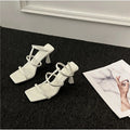 Damen elegante Sandalen mit verstellbaren Riemen und quadratischem Absatz R&B
