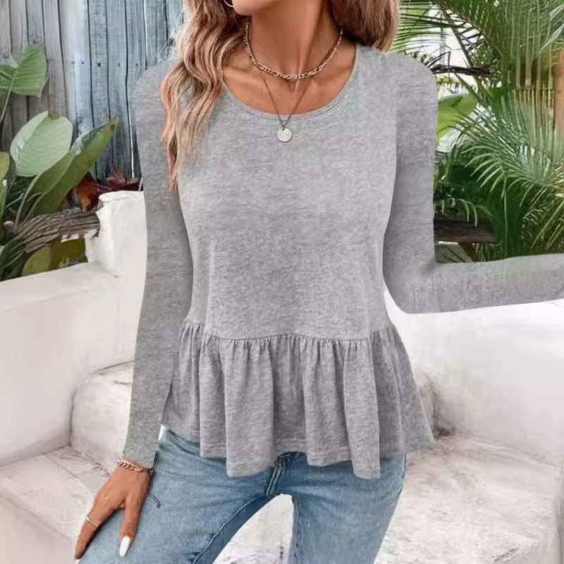 Damen Langarmshirt mit voluminösem Peplumschnitt R&B