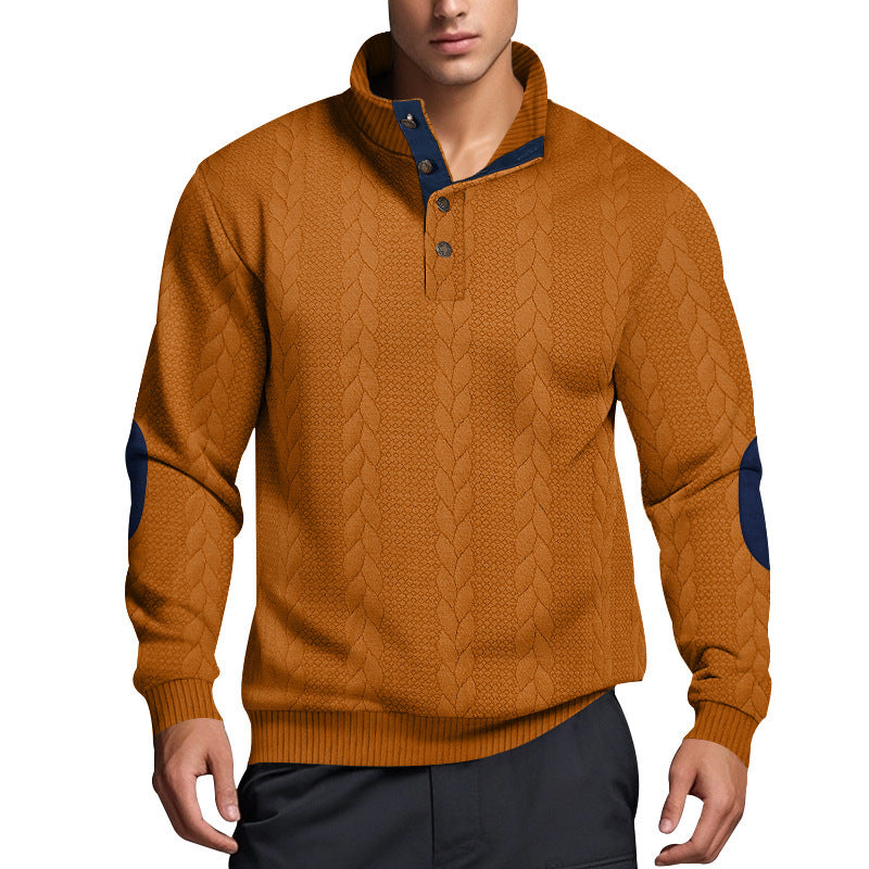 Herren Strickpullover mit hohem Kragen und strukturiertem Muster R&B
