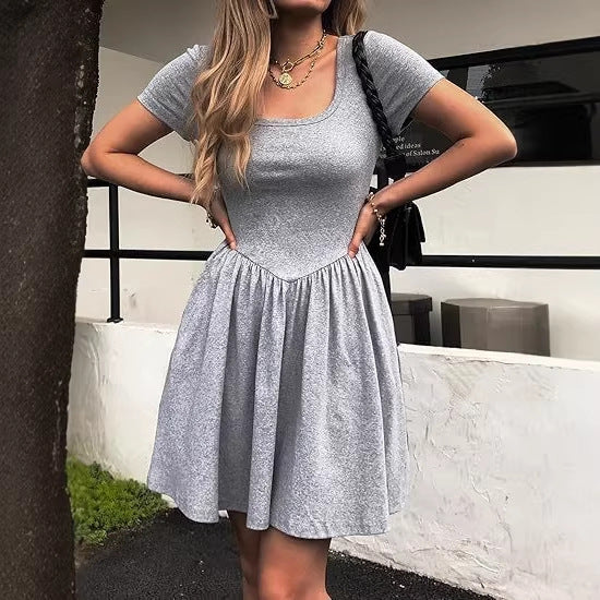 Damen Kurzarm Kleid R&B