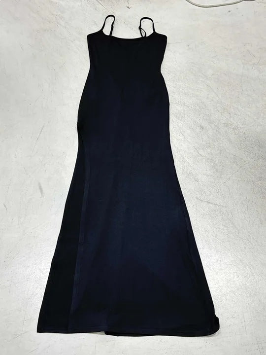 Damen Elegantes Maxikleid mit feinen Trägern und seitlichem Schlitz R&B