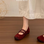 Damen elegante Ballerinas mit dekorativen Schnallen und stützender Innensohle R&B