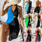 Damen eleganter Strandüberwurf mit modischem Schnitt und funkelnder Brosche R&B
