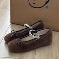 Damen Ballerinas mit kuscheligem Obermaterial und funkelndem Schmuckdetail R&B