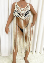 Damen Strandponcho mit Fransen R&B