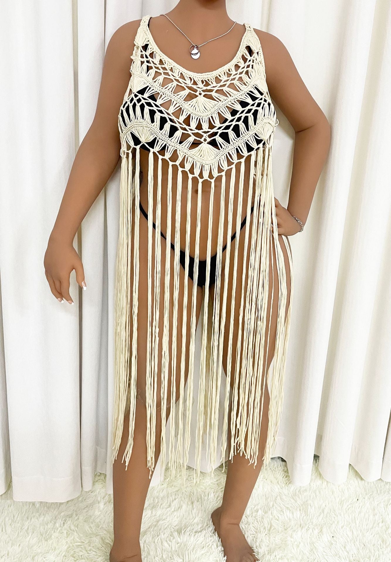 Damen Strandponcho mit Fransen R&B