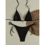 Damen Triangel-Bikini mit goldenen Akzenten und verstellbaren Trägern R&B