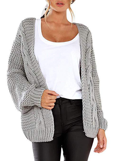 Damen Grobstrickjacke mit lässigem Schnitt und voluminösen Ärmeln R&B