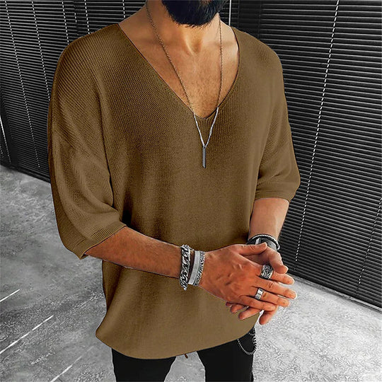 Herren Übergröße V-Ausschnitt Pullover R&B