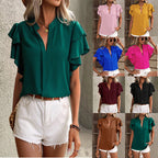 Damen Bluse mit Volants und V-Ausschnitt R&B