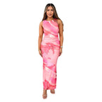 Damen Figurumspielendes Maxikleid mit modernem abstraktem Design R&B