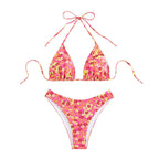 Damen Triangel-Bikini mit floralem Design und hohem Beinausschnitt R&B