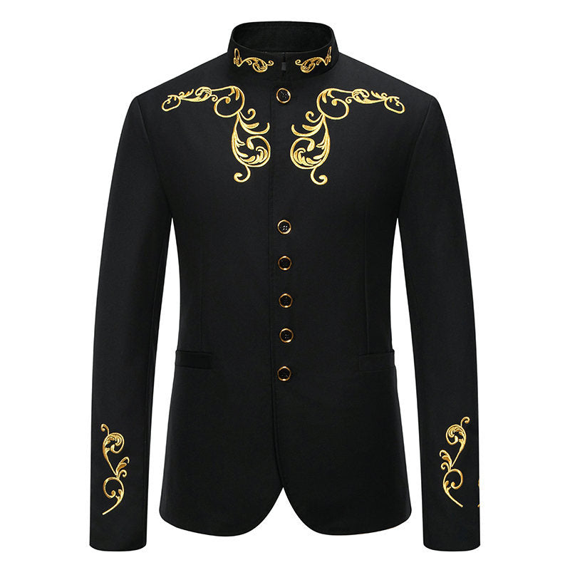 Herren Elegantes Blazer mit exquisiter Gold-Stickerei R&B
