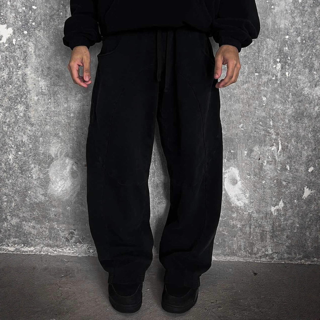 Herren nan Oversize-Freizeitjogger mit geschwungenen Nahtdetails, Kordelzugbund und elastischen Beinabschlüssen R&B