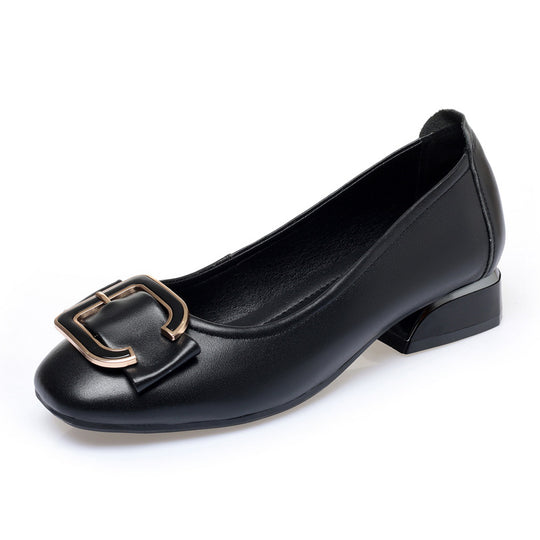 Damen elegante Ballerinas mit modischem Schnallen-Detail und komfortablem Blockabsatz R&B