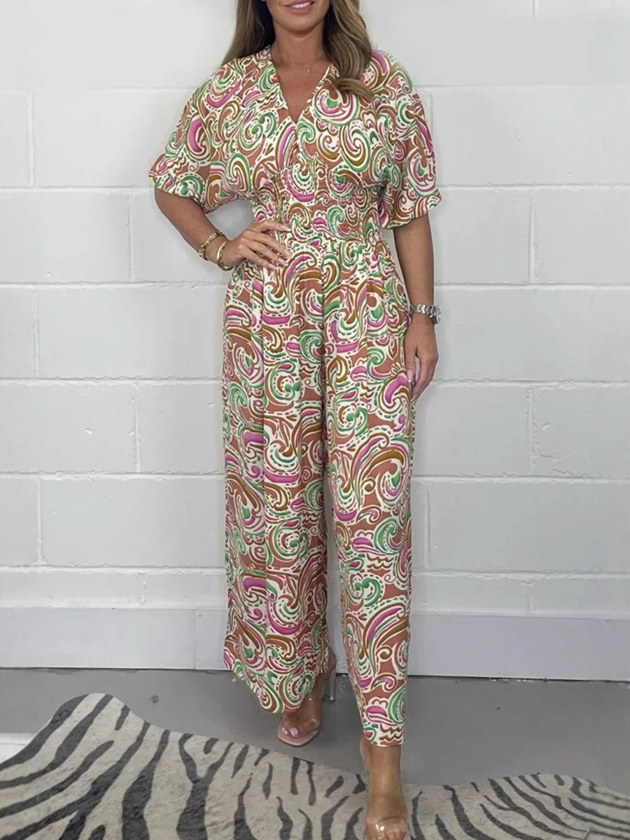 Damen Fließendes Jumpsuit mit elegantem Paisleymuster und Taillierung R&B