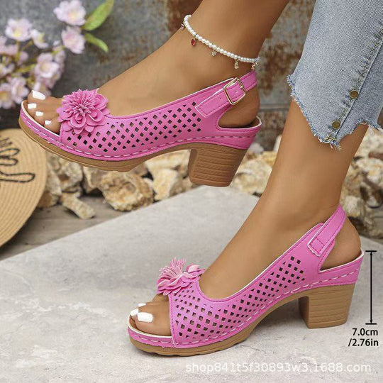 Damen Sandaletten mit floralem Design und rutschfester Sohle R&B