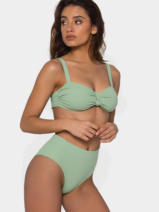 Damen Hochgeschnittener Bikini mit dekorativem Knotenelement R&B