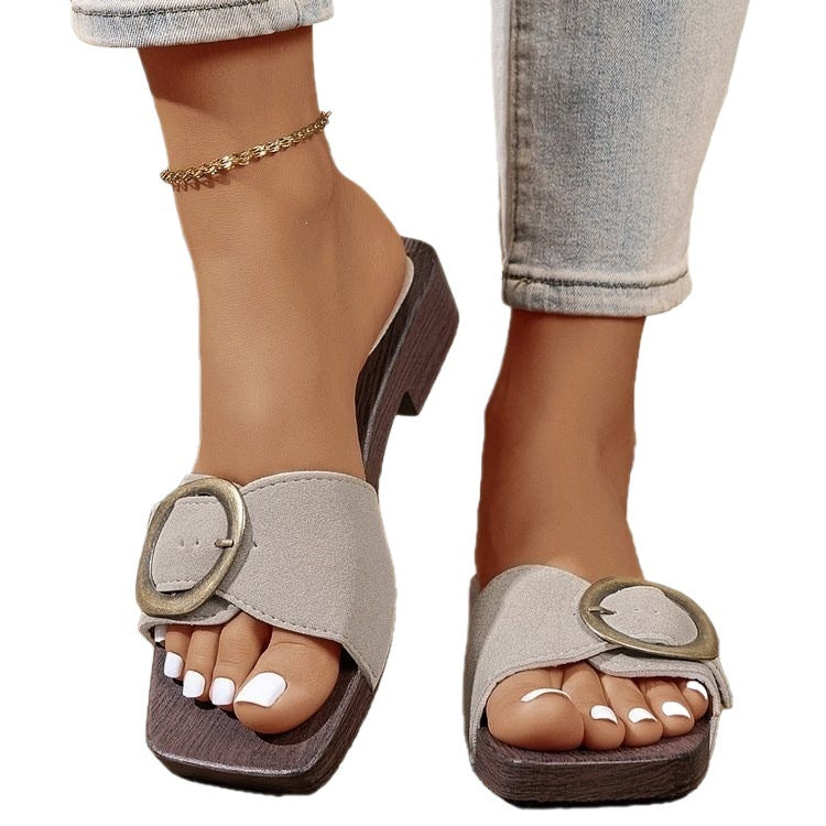Damen Komfortable und elegante Mules mit detailliertem Riemendesign R&B