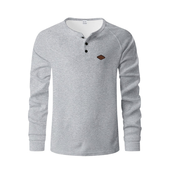 Herren Langarm-Henley-Shirt aus atmungsaktivem Baumwollmix mit strukturiertem Design R&B