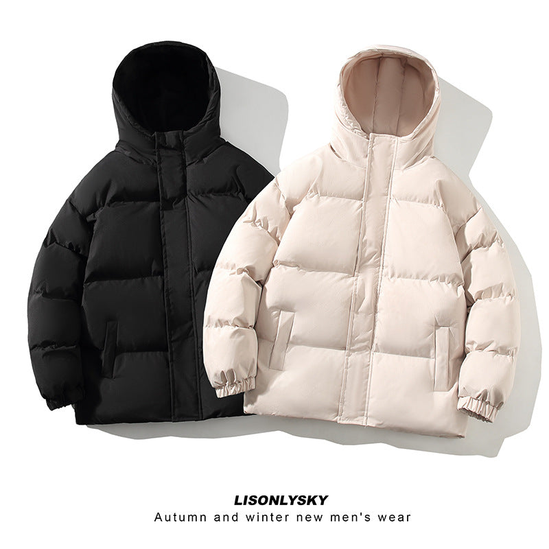Herren gesteppte Winterjacke mit hohem Kragen und seitlichen Taschen
