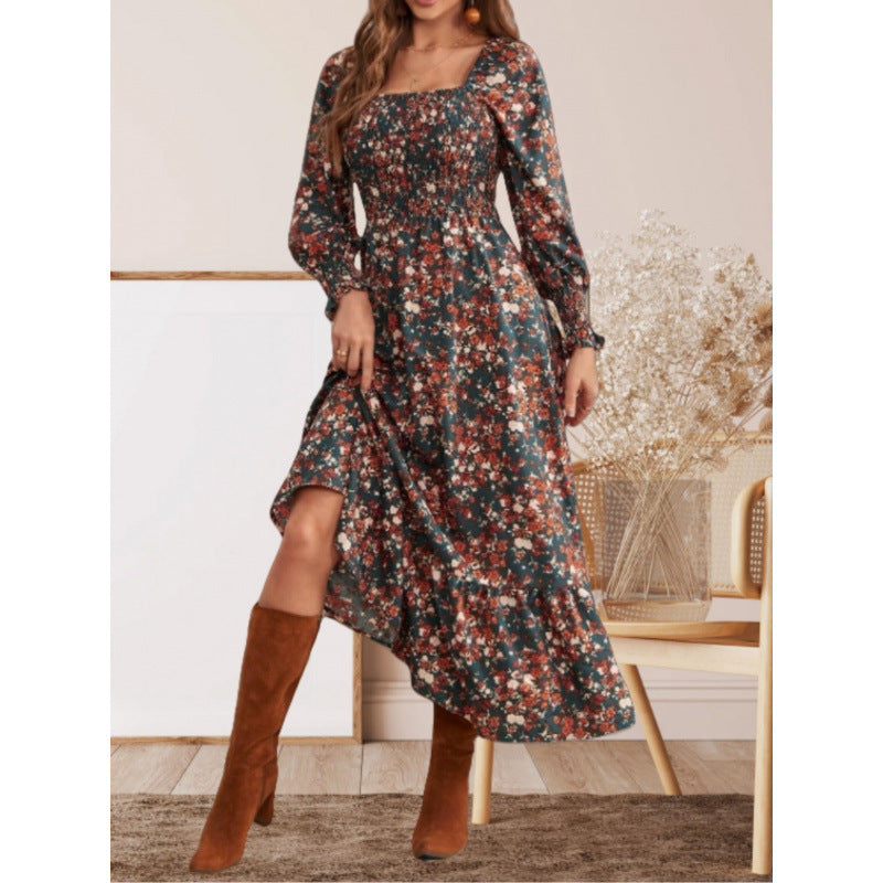 Damen Maxikleid mit Rüschendetails und floralem Design R&B
