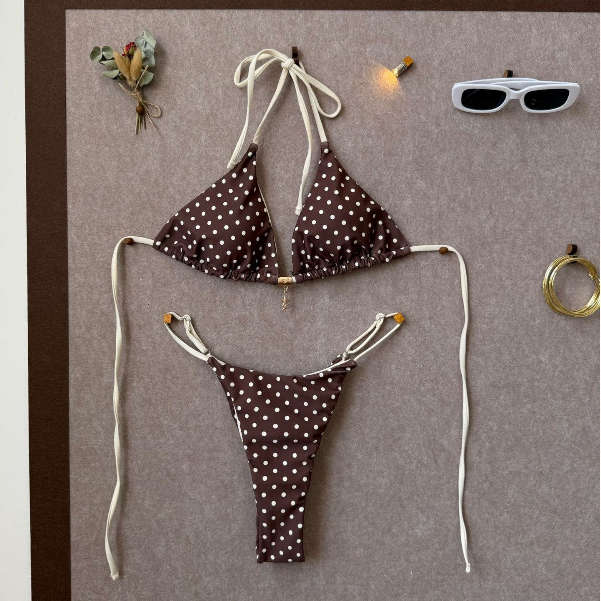 Damen Triangel-Bikini mit verspieltem Punkte-Design R&B