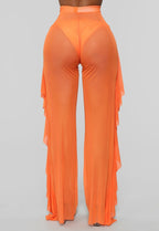 Damen Anziehbare Boho-Hosen mit Rüsche