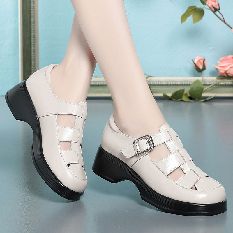 Damen Elegante Komfortsandalen mit verstellbarem Riemen und bequemem Absatz R&B