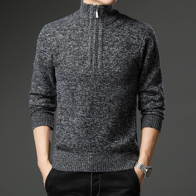 Herren modischer Pullover mit halb hochschließendem Reißverschluss und strukturiertem Design R&B