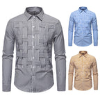 Herren elegantes Hemd mit strukturiertem Streifenmuster R&B