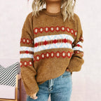 Damen lässiger Strickpullover mit dekorativen BindR&Bändern R&B