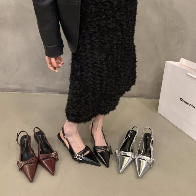 Damen Elegante Slingback Pumps mit schimmerndem Effekt R&B