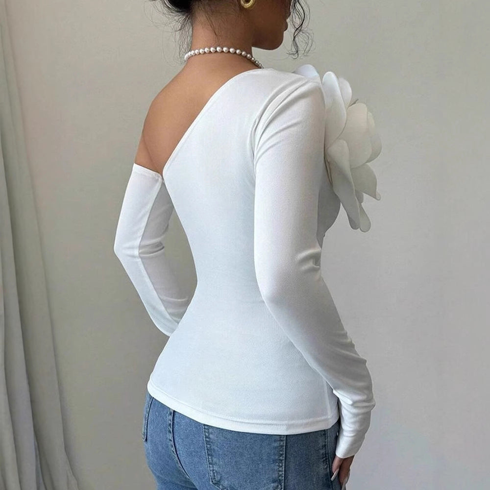 Damen Body mit eleganter Bloom-Applikation und langem Arm R&B